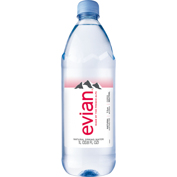 Evian Natural Mineral Water - 1L Plastic Bottle (12Bottles)