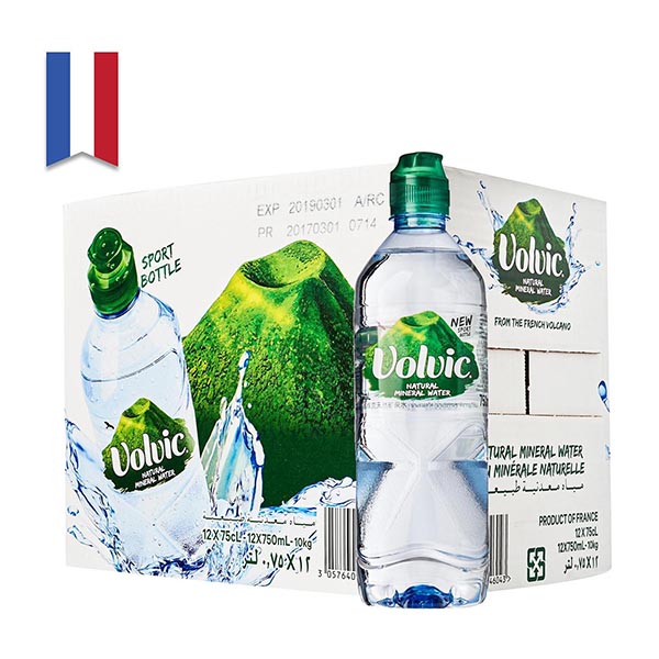 Volvic Mineral Water - Plastic Bottle Sports Cap 750ml (12bottles)