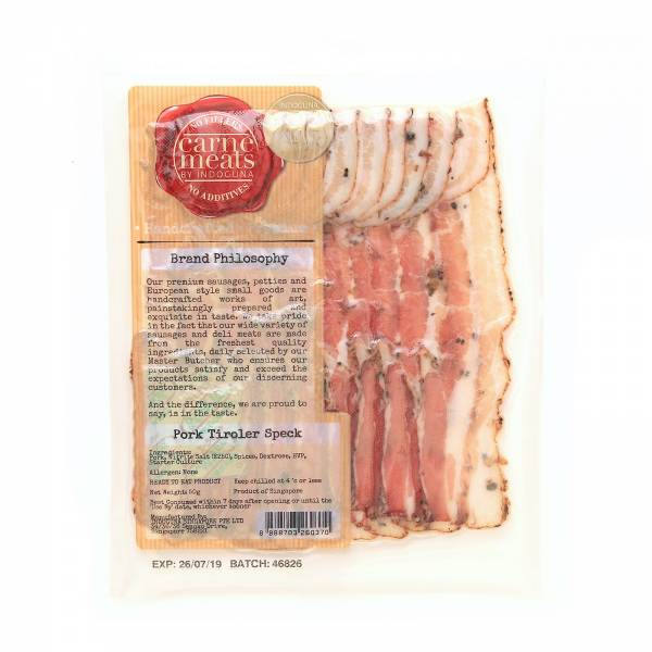 Carne Meats Grainfed Pork Tiroler Speck Air-Dried Presliced 0.6mm (50g)